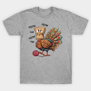 Funny Thanksgiving Turkey Meow I'm a Cat T-Shirt